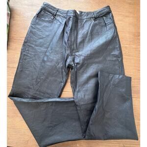 Vintage Genuine Leather Pants Women’s 16 Black Straight Leg High Rise Y2K